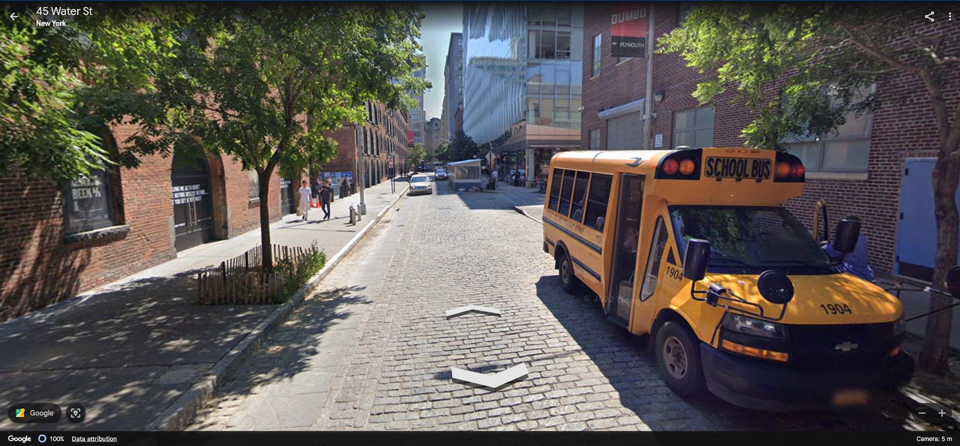 Starting point in Dumbo for Street View investigation, with brass doors and similar structures visible